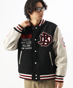 BD STADIUM JACKET / 刺繍 ワッペン OLD オーバーサイズ レトロ アメカジ スケーター 90年代 ブラック