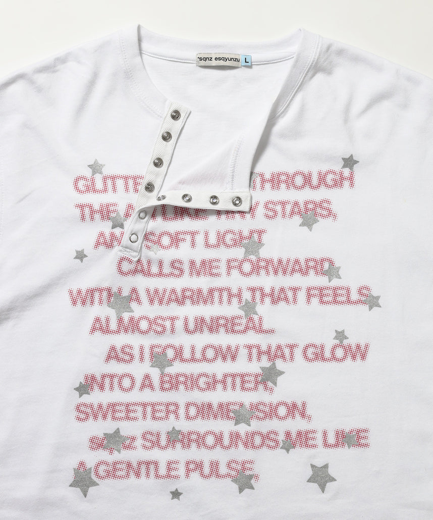 ※WEB限定 / ぼかしプリントヘンリーネックロンT / sqnzU BORDER L/S TEE ホワイト