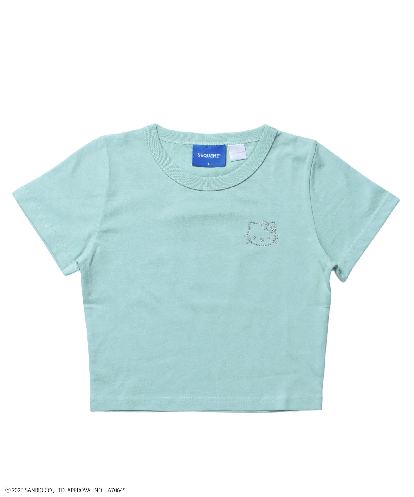 HK CIRCLE LOGO TEE / ハローキティ キティちゃん 半袖 クルーネック プリント ワンポイント ラインストーン プリント グリーン