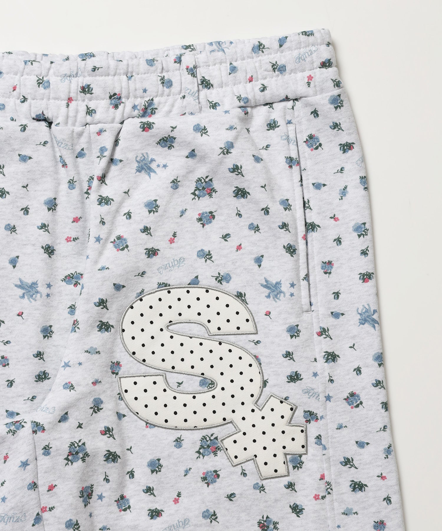 ※WEB限定 / ギンガムドットロゴスウェットパンツ / sqnzU spiral applique sweat pants