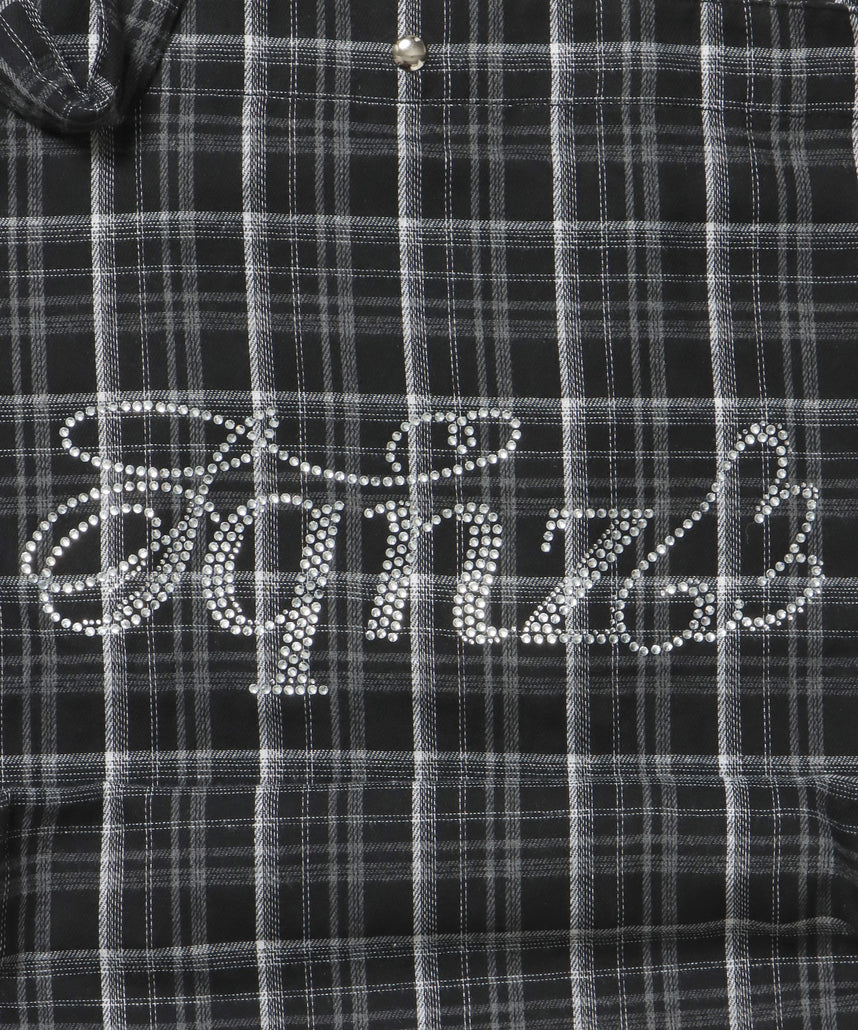 ≪予約商品≫sqnz favorite kira-kira totebag / ラインストーン バック チェック柄 2way ユニセックス ブラック