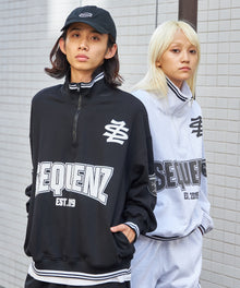 90`s FLAVA HALF ZIP SWEAT / ナンバリング ブロークコア オーバーサイズ レトロ 裏起毛 ブラック ≪SET UP着用可能≫