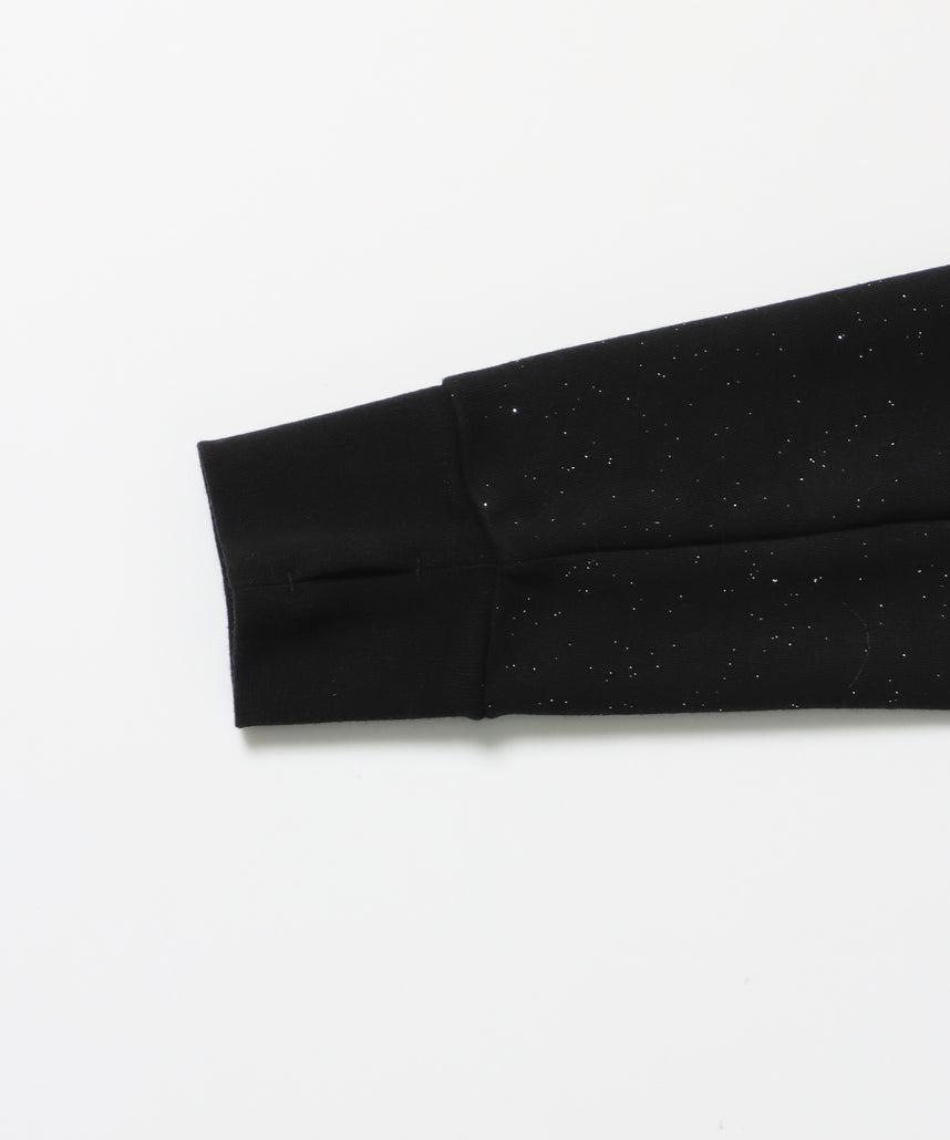 sqnz glitter zip top / グリッター ダブルジップ ジップスウェット 裏起毛 ラインストーン 【セットアップ着用可能】 ブラック