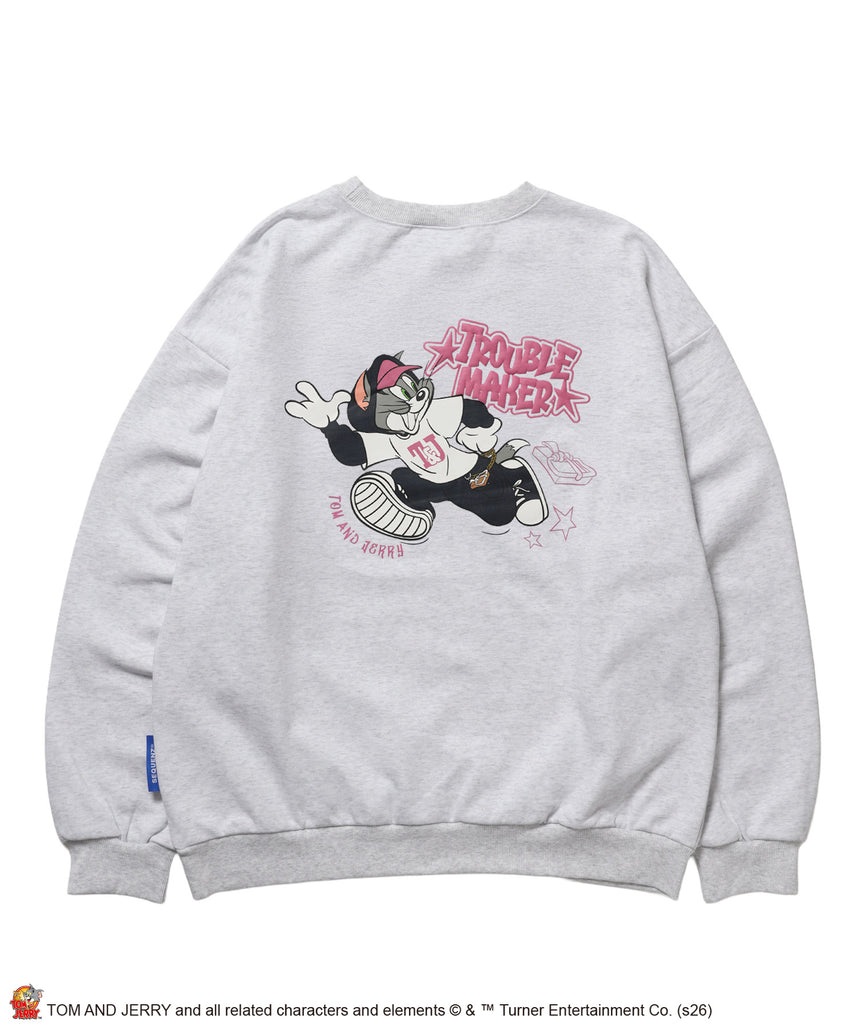 TJ SKATER LOOK PT C/N / トムとジェリー プルオーバー 刺繍 プリント グレー