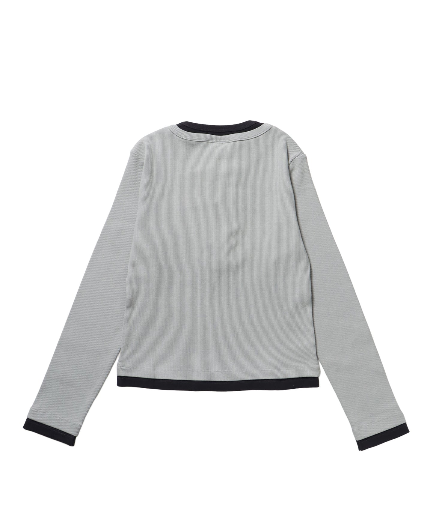 sqnz fake layered henley star l/s tee / 長袖 プリント ヘンリー フェイクレイヤード ツートーン ライトグレー