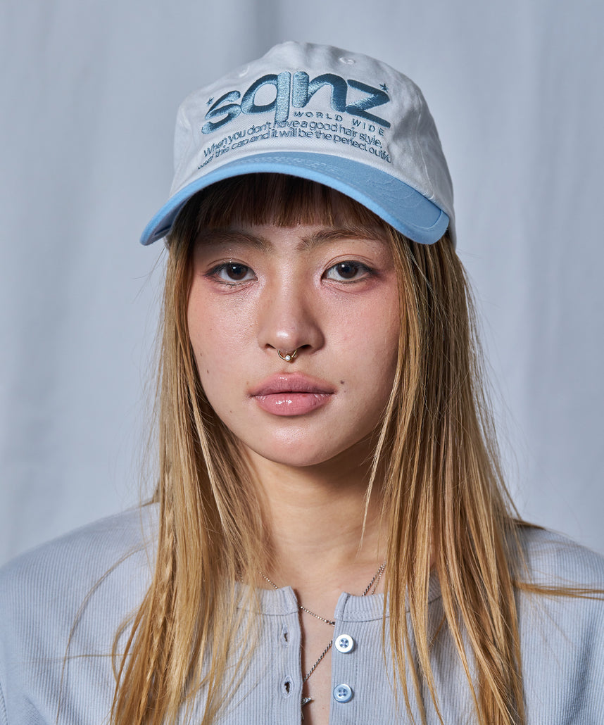 ※WEB限定 / ロゴ刺繍キャップ / sqnz logo cap ライトブルー