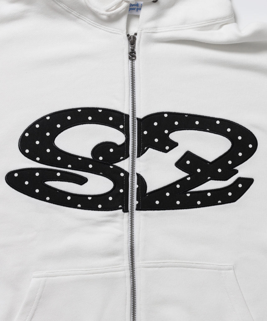 ≪予約商品≫※WEB限定 / アソートまたぎジップパーカー / sqnz logo applique zip p/k ホワイト