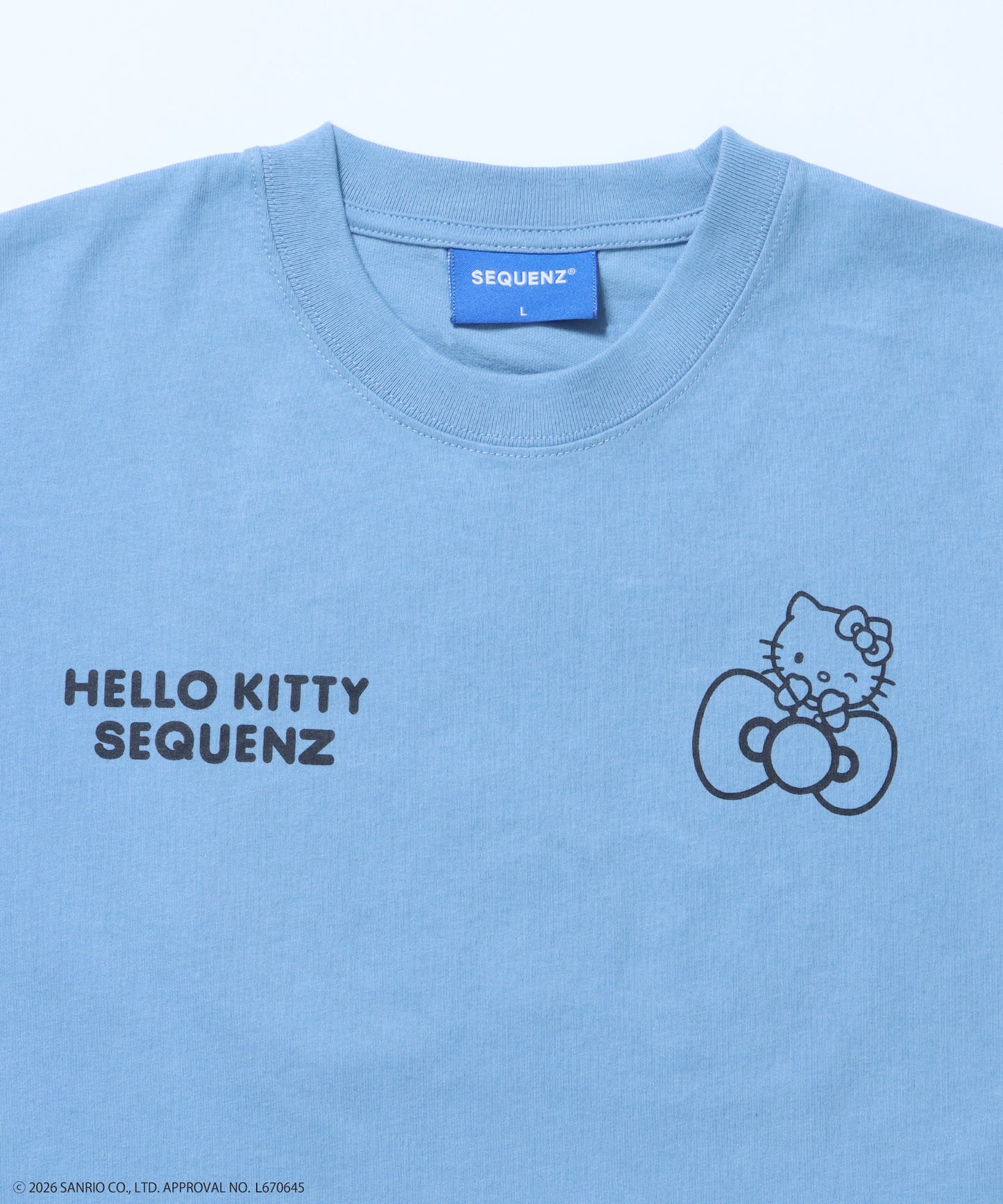 HK EMBROIDERY KITTY TEE / ハローキティ キティちゃん 半袖 クルーネック プリント ワンポイント 刺繍 ブルーグレー