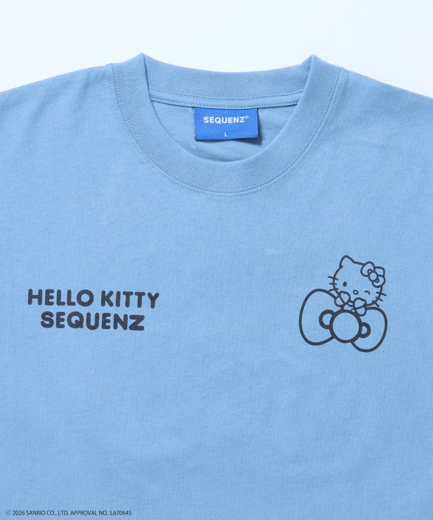 HK EMBROIDERY KITTY TEE / ハローキティ キティちゃん 半袖 クルーネック プリント ワンポイント 刺繍 ブルーグレー