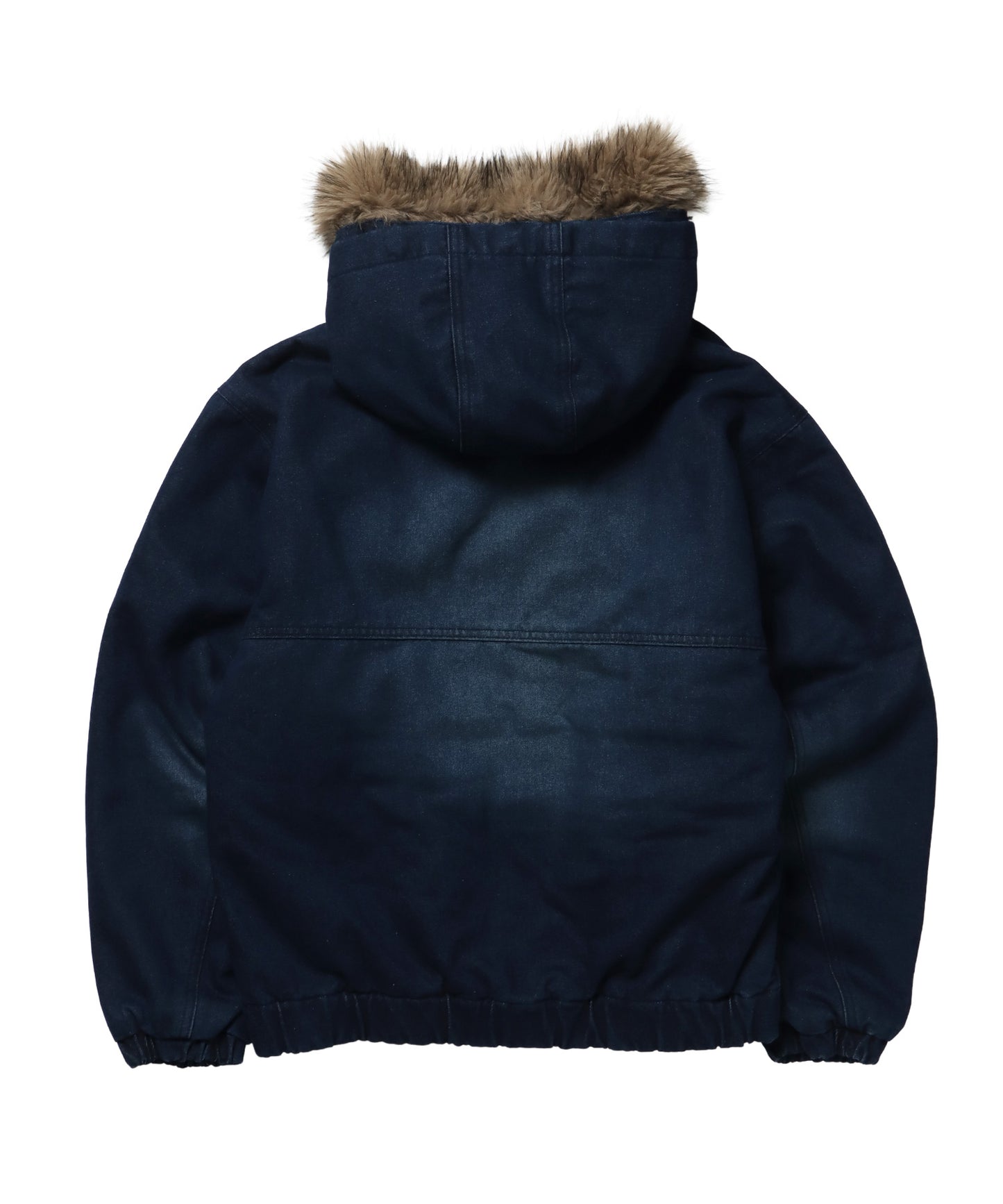 FUR DENIM HOODIE JKT / デニム ジャケット ファー 中綿 ダブルジップ フーディ ブルー
