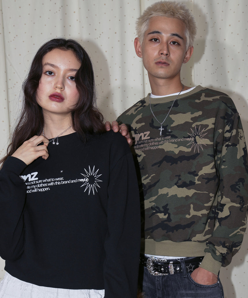 sqnz star studs logo sweat / ワンポイント プリント スウェット クルーネック 裏毛 柄80