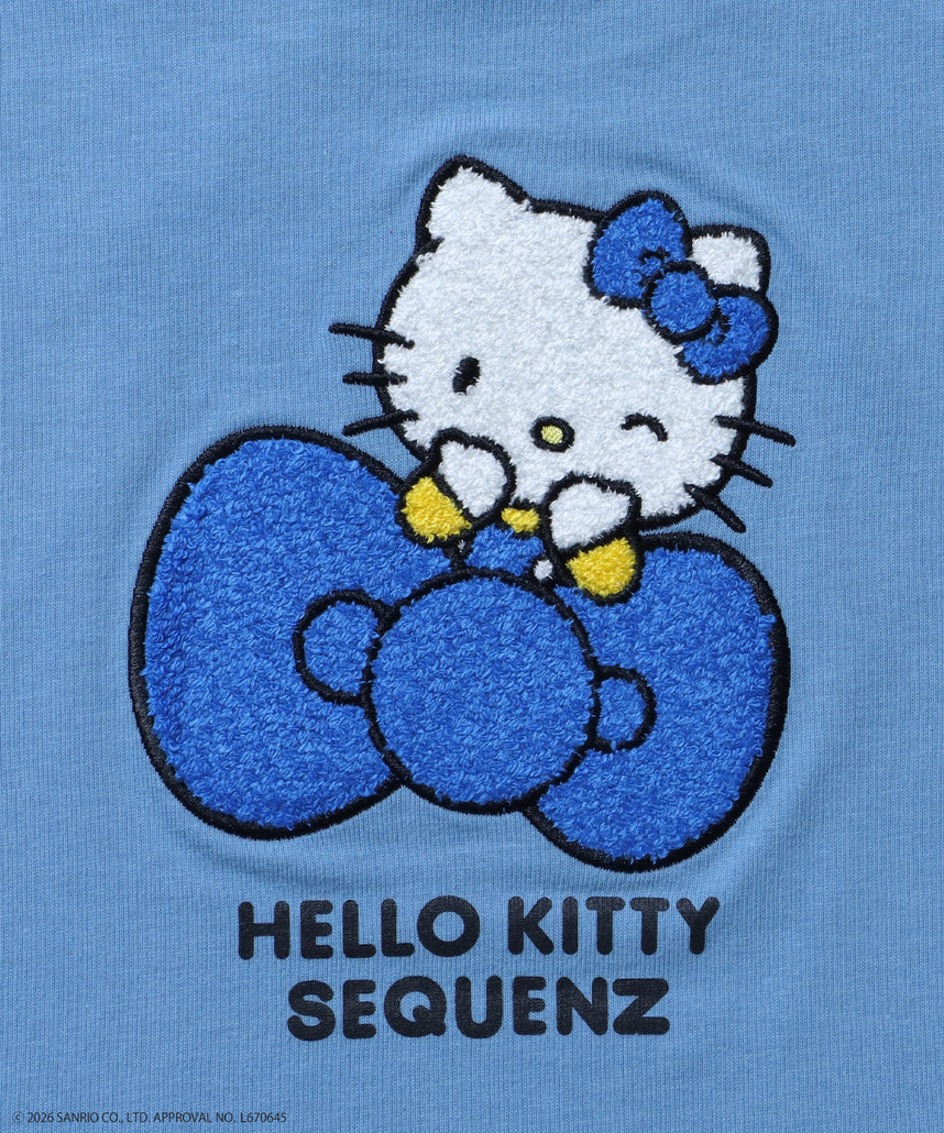 HK EMBROIDERY KITTY TEE / ハローキティ キティちゃん 半袖 クルーネック プリント ワンポイント 刺繍 ブルーグレー
