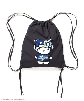 HK KITTY DAILY KNAPSACK / ナップサック バック 雑貨 ２WAY プリント リバーシブル ユニセックス ブラック