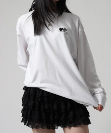 ※WEB限定 / サークルハート刺繍ロンT/sqnzU basic logo l/s tee ホワイト