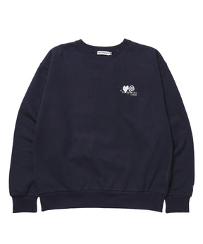 ※WEB限定  サークルハート刺繍裏起毛スウェット / sqnzU basic logo c/n ネイビー