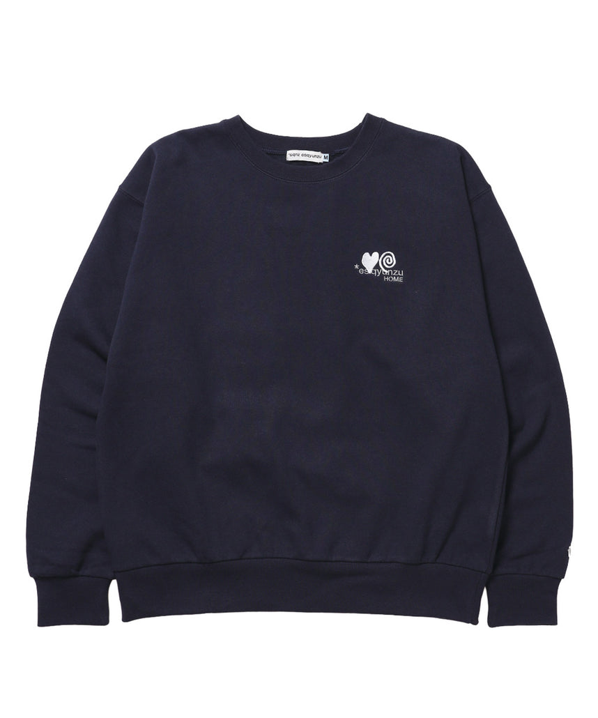 ※WEB限定  サークルハート刺繍裏起毛スウェット / sqnzU basic logo c/n ネイビー