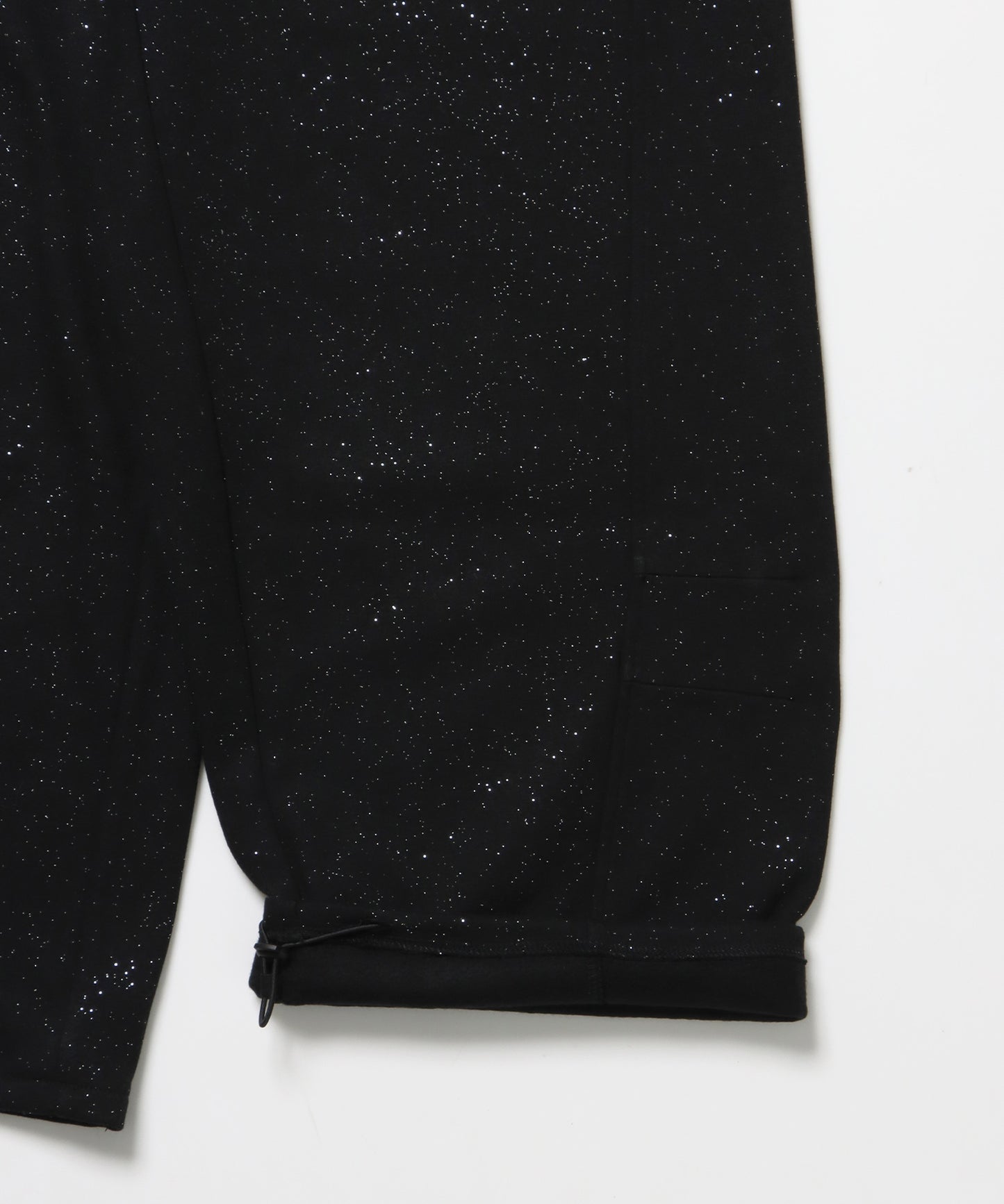 sqnz glitter sweat pants / グリッター スウェットパンツ ラインストーン ドローストリング ポケット 裏起毛 【セットアップ着用可能】 ブラック