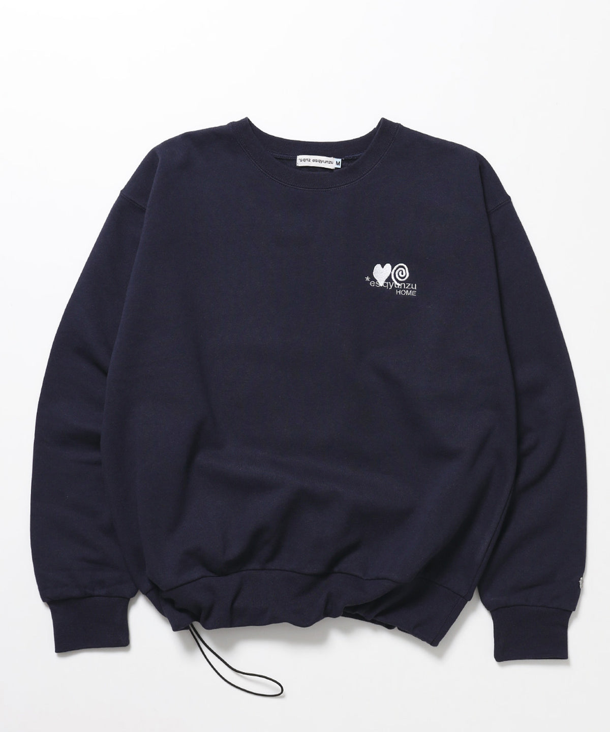 ※WEB限定  サークルハート刺繍裏起毛スウェット / sqnzU basic logo c/n ネイビー