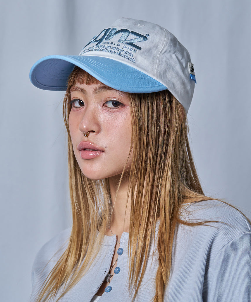 ※WEB限定 / ロゴ刺繍キャップ / sqnz logo cap ライトブルー