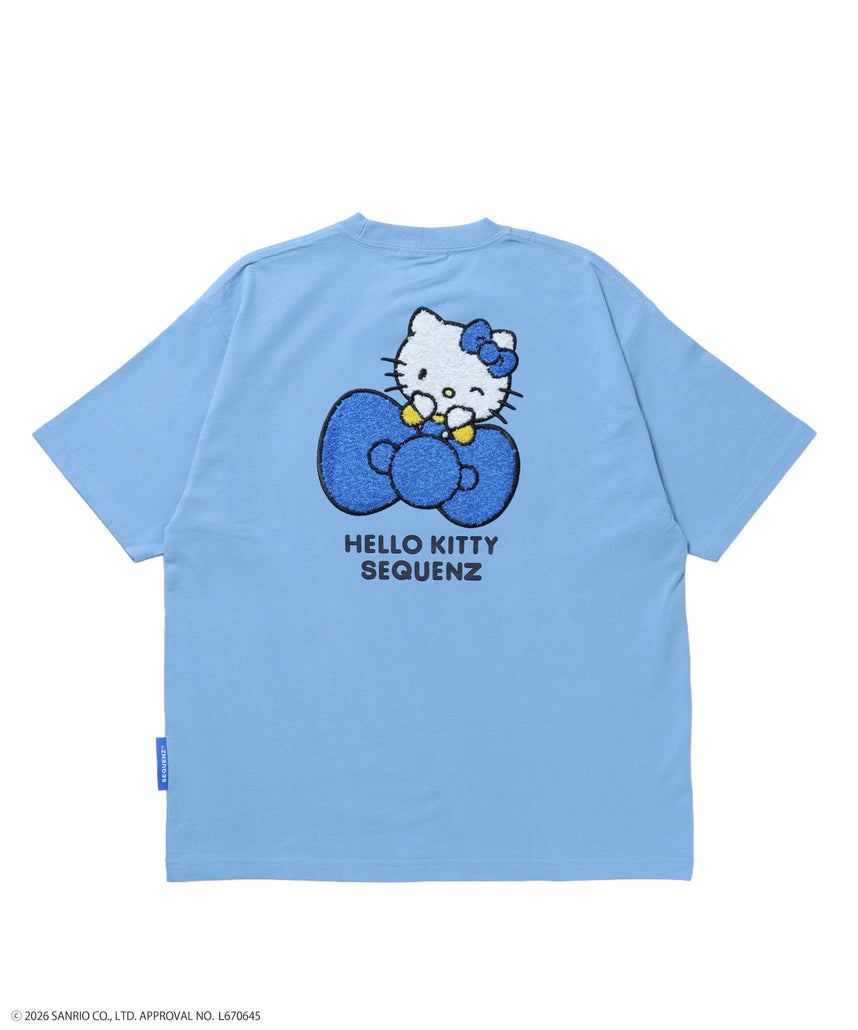 HK EMBROIDERY KITTY TEE / ハローキティ キティちゃん 半袖 クルーネック プリント ワンポイント 刺繍 ブルーグレー