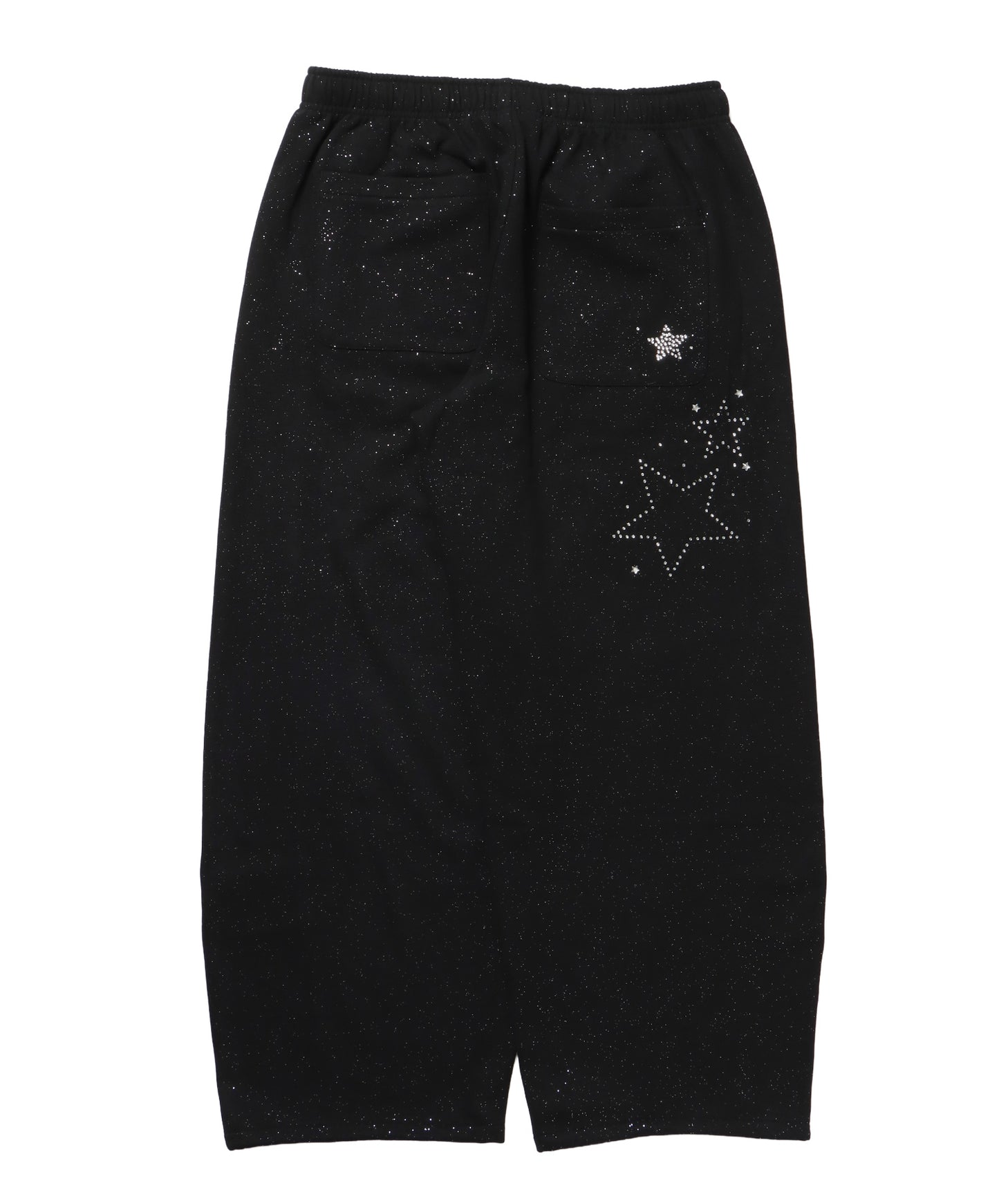 sqnz glitter sweat pants / グリッター スウェットパンツ ラインストーン ドローストリング ポケット 裏起毛 【セットアップ着用可能】 ブラック