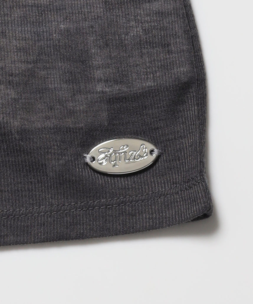 sqnz sheer layered tank / レディース シアー レイヤード ピスネーム メタルプレート タンクトップ クルーネック ライトピンク