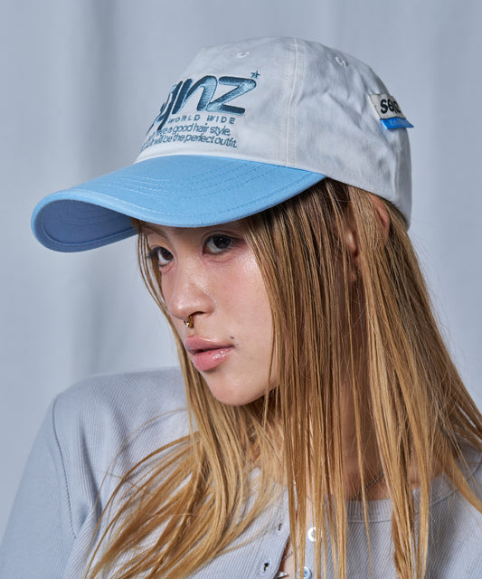 ※WEB限定 / ロゴ刺繍キャップ / sqnz logo cap ライトブルー