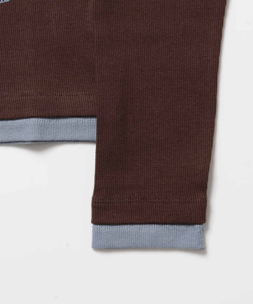 ≪予約商品≫※WEB限定 / バイカラーヘンリーネック長袖T / sqnz fake layered henley star l/s tee ブラウン