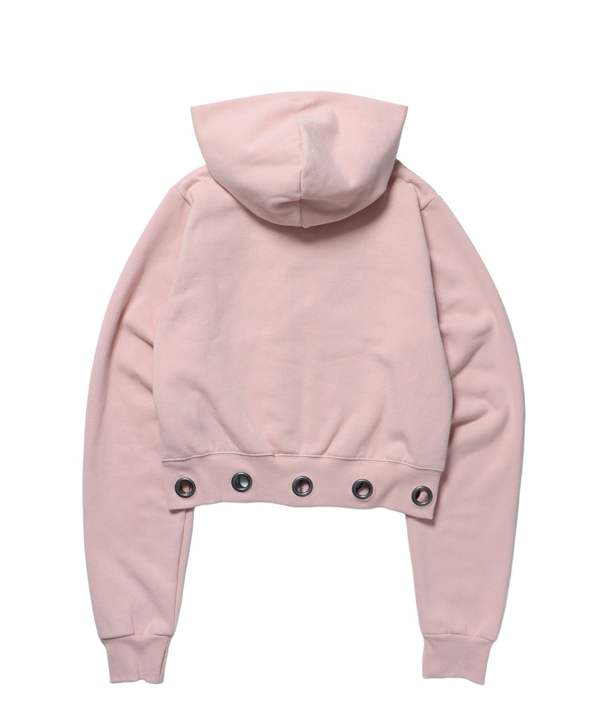 sqnz eyelet fit zip pk / レディース ジップパーカー フーディ ハトメ スタッズ ダフルジップ 裏起毛≪SET UP着用可能≫ ピンク