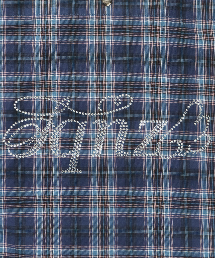 ≪予約商品≫sqnz favorite kira-kira totebag / ラインストーン バック チェック柄 2way ユニセックス ネイビー