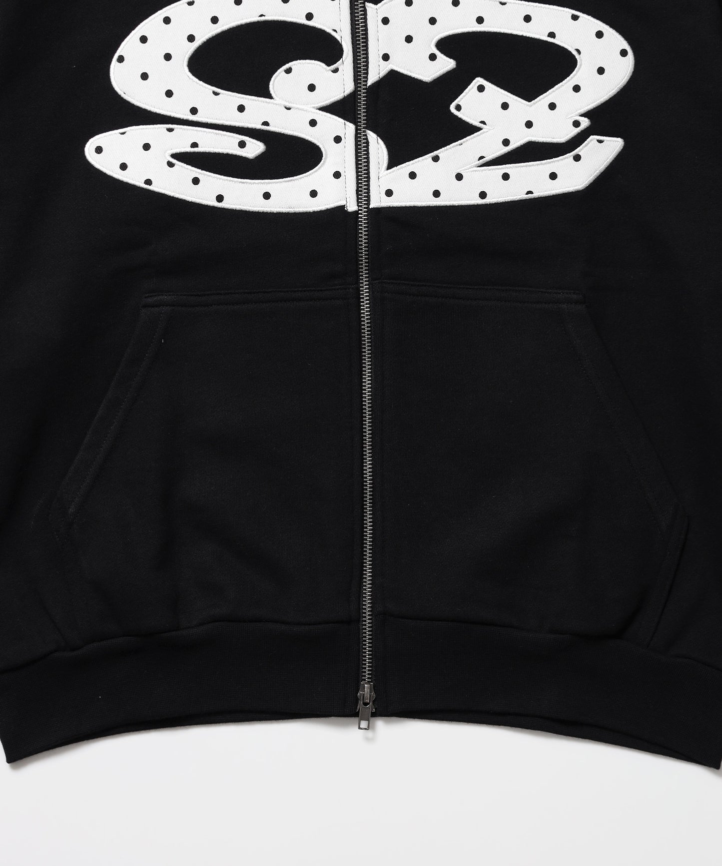≪予約商品≫※WEB限定 / アソートまたぎジップパーカー / sqnz logo applique zip p/k ブラック