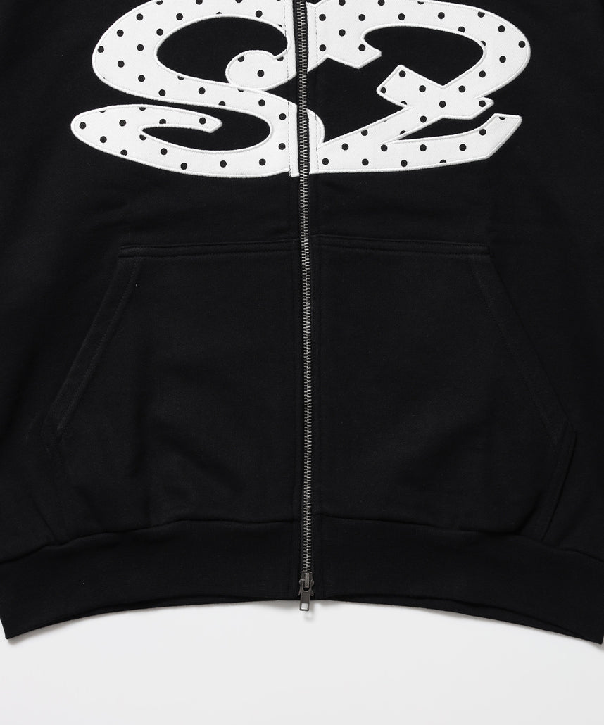≪予約商品≫※WEB限定 / アソートまたぎジップパーカー / sqnz logo applique zip p/k ブラック