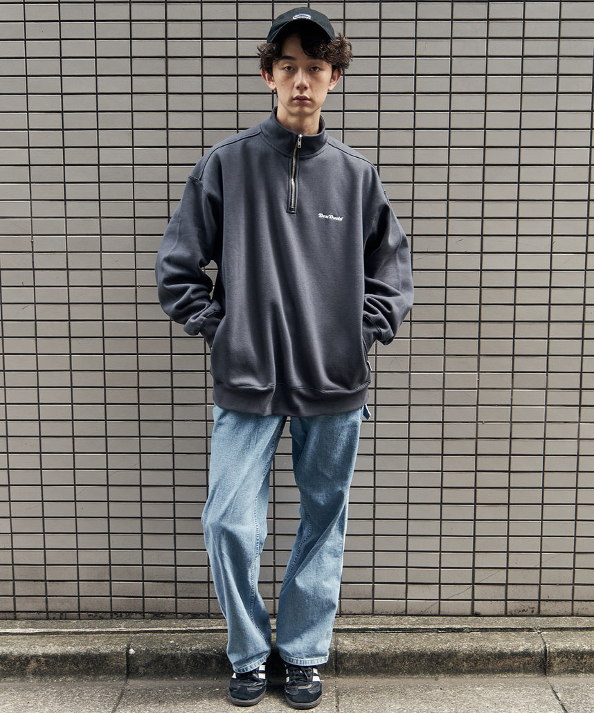 HEAVY SWEAT HALF ZIP / ビッグ ハーフジップ スウェット 配色 チャコール