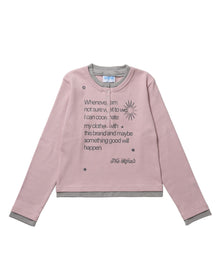 ※WEB限定 / バイカラーヘンリーネック長袖T / sqnz fake layered henley star l/s tee ペールピンク