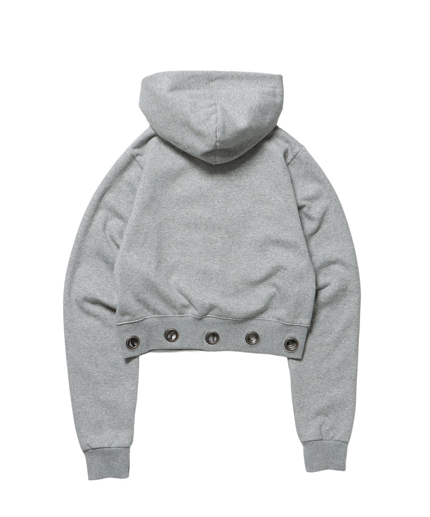 sqnz eyelet fit zip pk / レディース ジップパーカー フーディ ハトメ スタッズ ダフルジップ 裏起毛≪SET UP着用可能≫ グレー