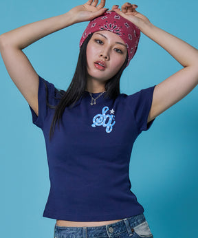 ※WEB限定 / レディースワンポイントロゴ半袖Tシャツ / sqnz logo compact tee ダークネイビー