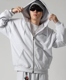 ※WEB限定 / es HOMEロゴ裏起毛ジップパーカー / sqnzU basic logo zip p/k アッシュグレー