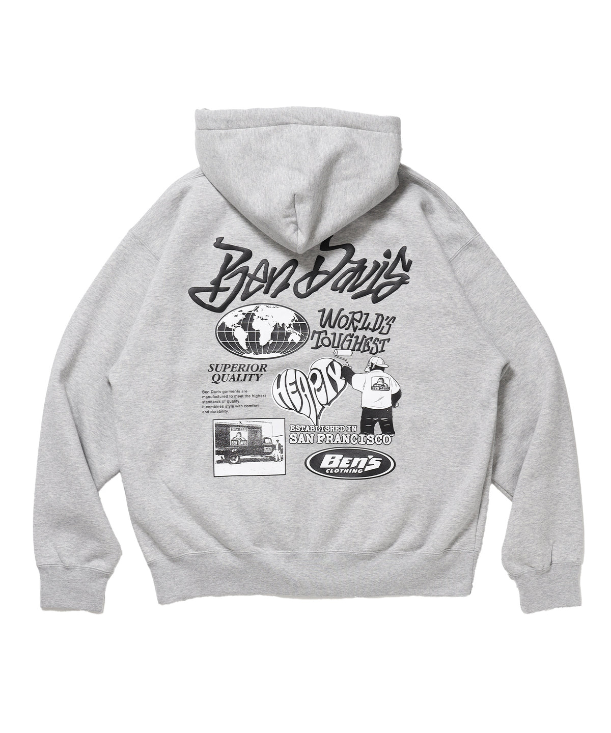 TAGGING ZIP HOODIE / ジップパーカー フード タグ 刺繍 裏起毛 ユニセックス グレー