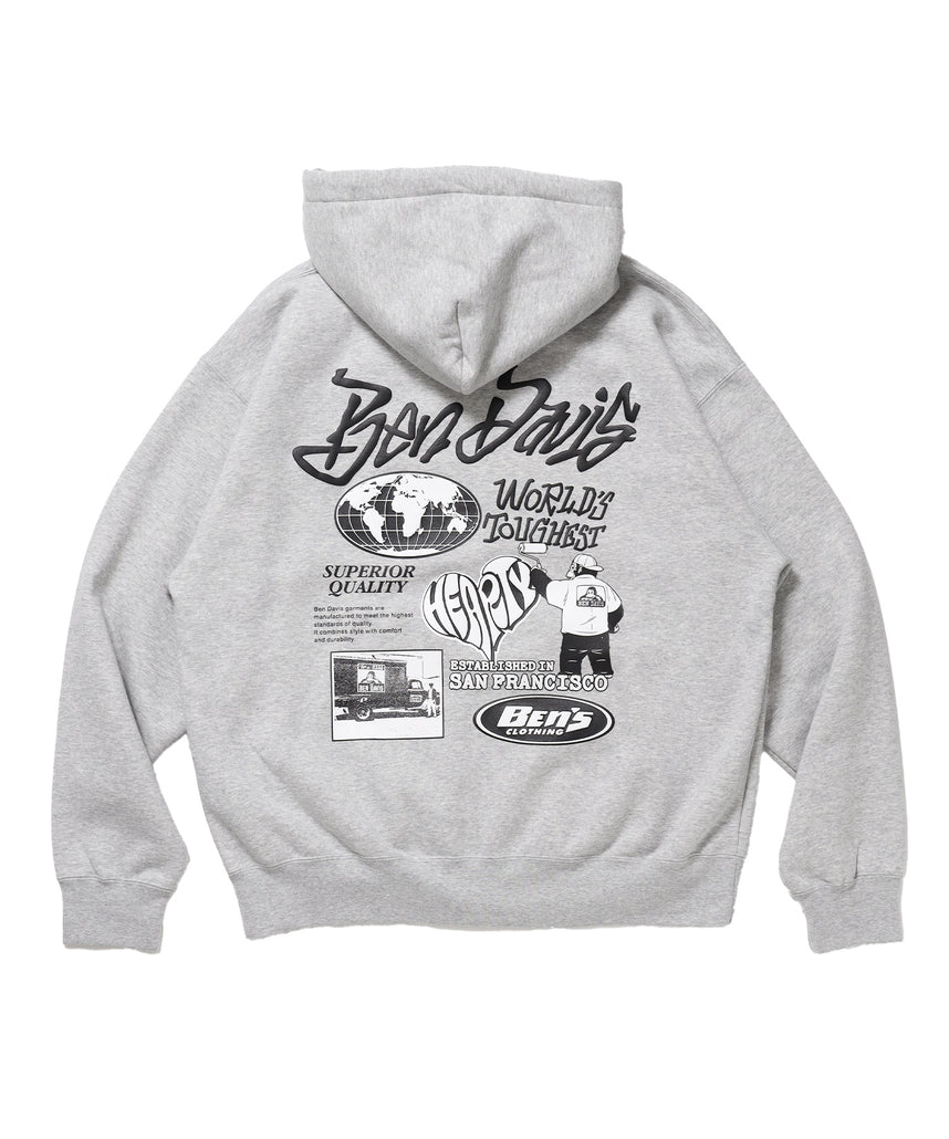 TAGGING ZIP HOODIE / ジップパーカー フード タグ 刺繍 裏起毛 ユニセックス グレー