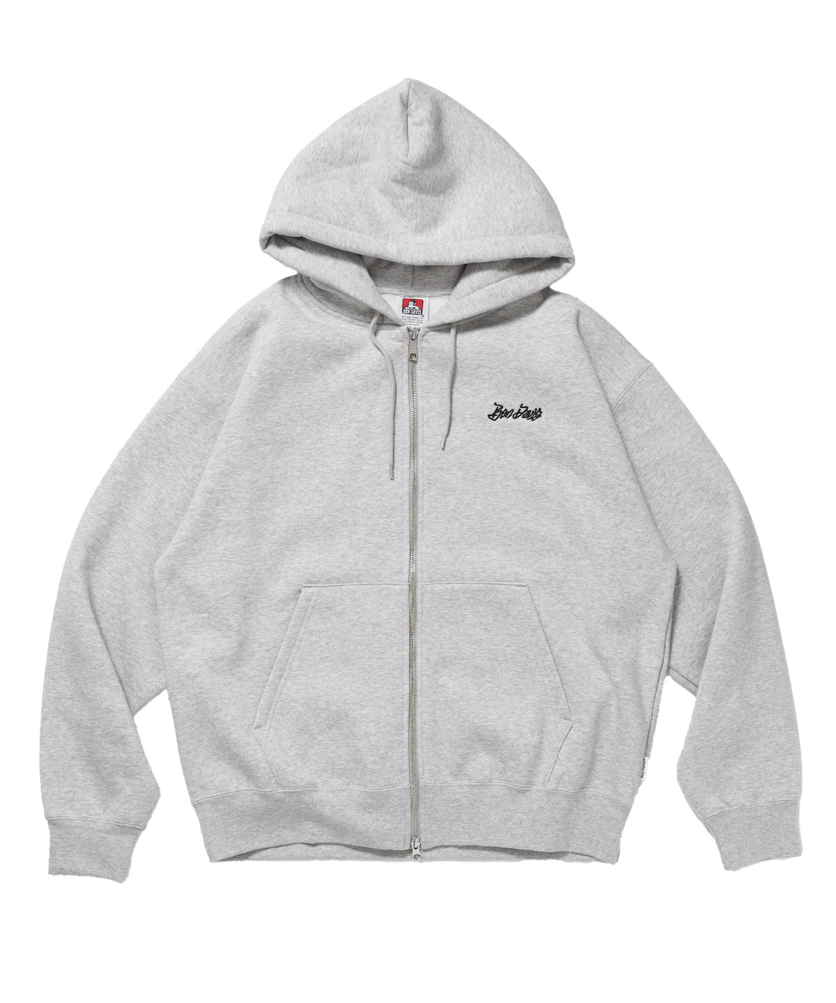 TAGGING ZIP HOODIE / ジップパーカー フード タグ 刺繍 裏起毛 ユニセックス グレー