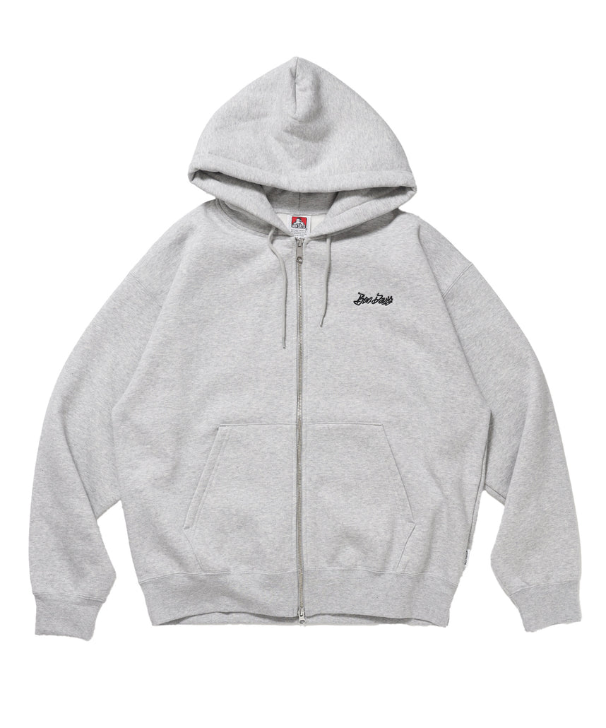 TAGGING ZIP HOODIE / ジップパーカー フード タグ 刺繍 裏起毛 ユニセックス グレー