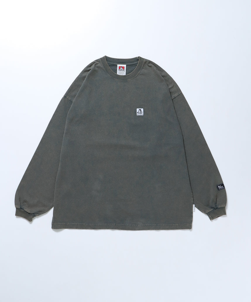 WASHED L/S LABEL TEE WIDE / ブリーチ加工 ロンT 長袖 ライトグレー