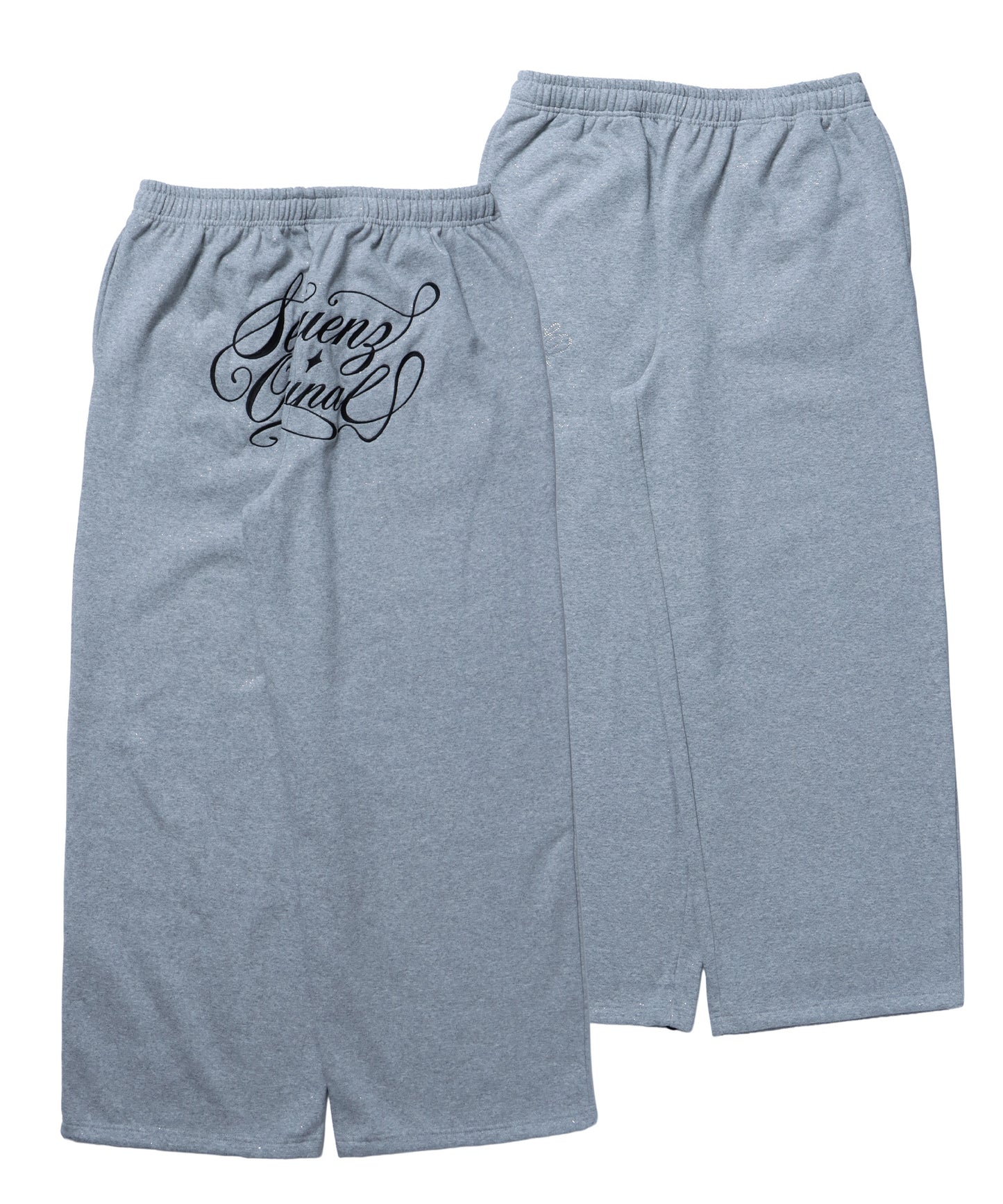 SQNZ GLITTER SWEAT PANTS / グリッター ラインストーン スウェットパンツ ドローコード 裏起毛 【セットアップ着用可】 グレー