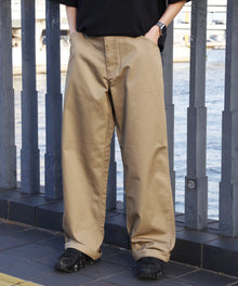 BA01 LITE WORK PANTS / パンツ ボトムス カーブ ワイド ワンポイント ツイル ベージュ