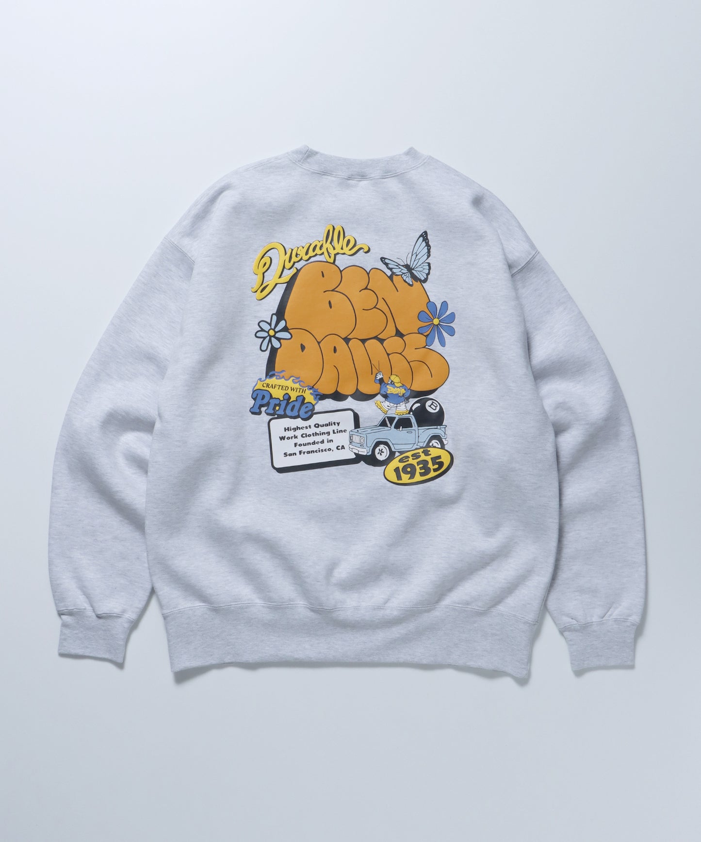 PLUMP LOGO CREW / 刺繍 ロゴ ビッグ ビックシルエット スウェット クルーネック プルオーバー オフホワイト