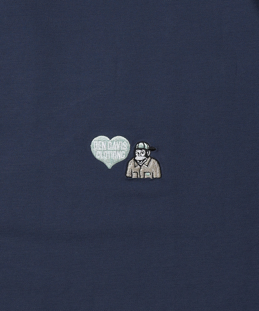 COOLER GORILLA EMB TEE / 接触冷感 オーバーサイズ 半袖 Tシャツ クルーネック 刺繍 ワンポイント プリント ユニセックス ネイビー