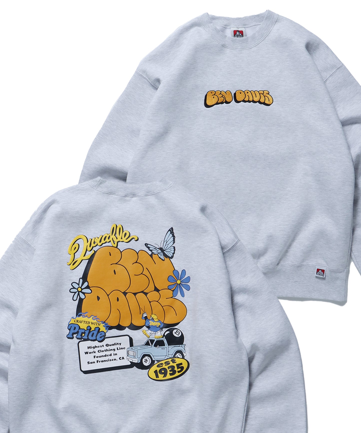 PLUMP LOGO CREW / 刺繍 ロゴ ビッグ ビックシルエット スウェット クルーネック プルオーバー オフホワイト