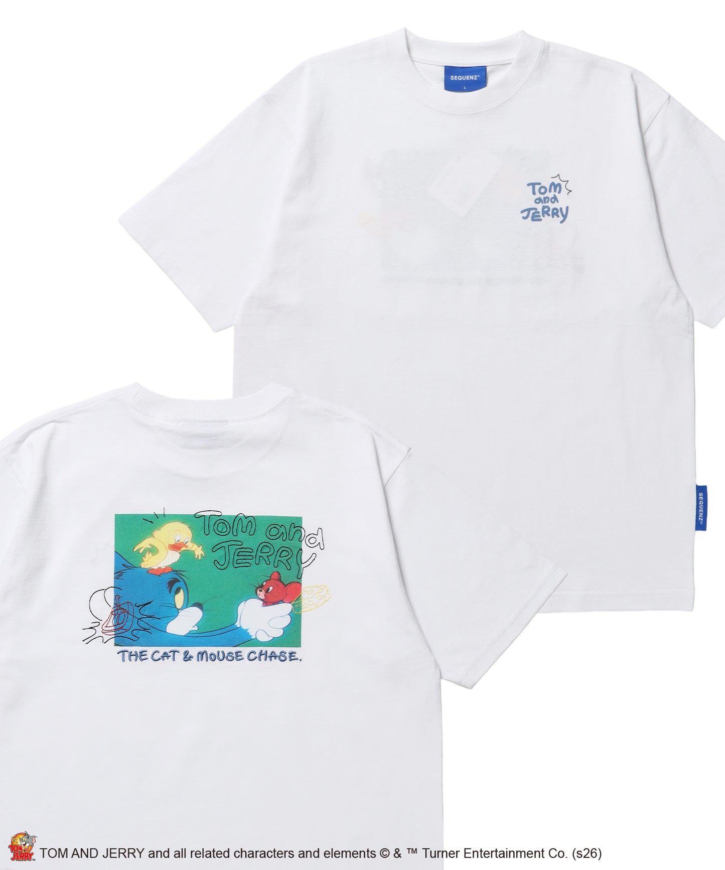 TJ PHOTO & EMB. TEE / トムとジェリー 半袖 クルーネック プリント 刺繍 ワンポイント ユニセックス オーバーサイズ レイヤード ホワイト