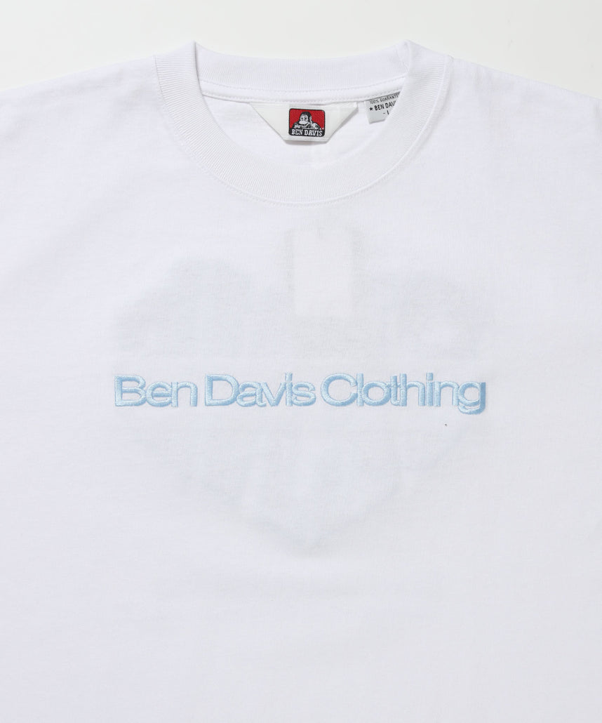 HEART CHENILLE 3 TEE / Tシャツ 半袖 クルーネック 刺繍 ワンポイント ユニセックス オーバーサイズ サガラ ホワイト