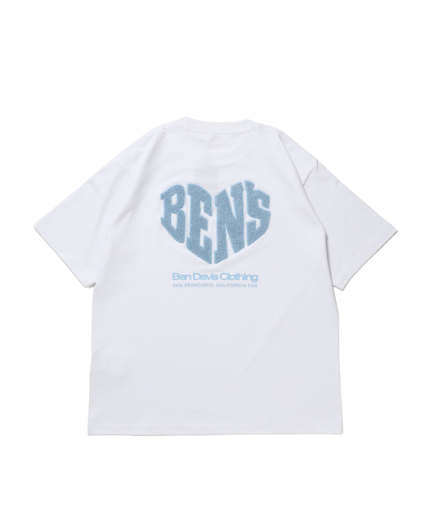 HEART CHENILLE 3 TEE / Tシャツ 半袖 クルーネック 刺繍 ワンポイント ユニセックス オーバーサイズ サガラ ホワイト